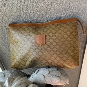 Celine Triomphe Clutch Bag Cosmetic Pouch Beige